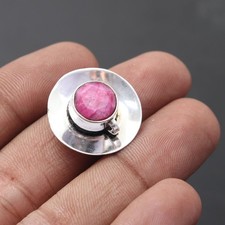 Lab Created Ruby Gemstone 925 Sterling Silver Handmade Ring Jewelry Gift For