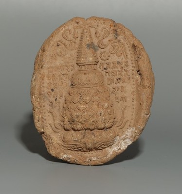 Real Tibet 15th Century Old Antique Buddhist Clay Tsa Tsa Stupa Pagoda Amulet