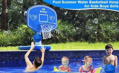 Keltne Pool Basketball Hoop Poolside Game for Kids Boys& Girls  w/ 2 Balls Pump