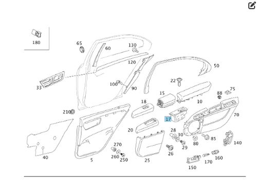 Mercedes-Benz A2218130204 Ashtray insert rear right door panel S-class short... - Picture 4 of 10