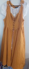 SCARLET DARKNESS Renaissance Costume U-Neck High-Lo Overdress Yellow Gold Size L