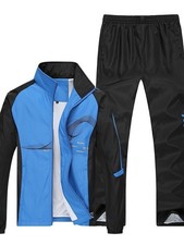 Herren Trainingsanzug Blau-Schwarz Sportanzug Jogginganzug Mesh-Futter Gr XL NEU