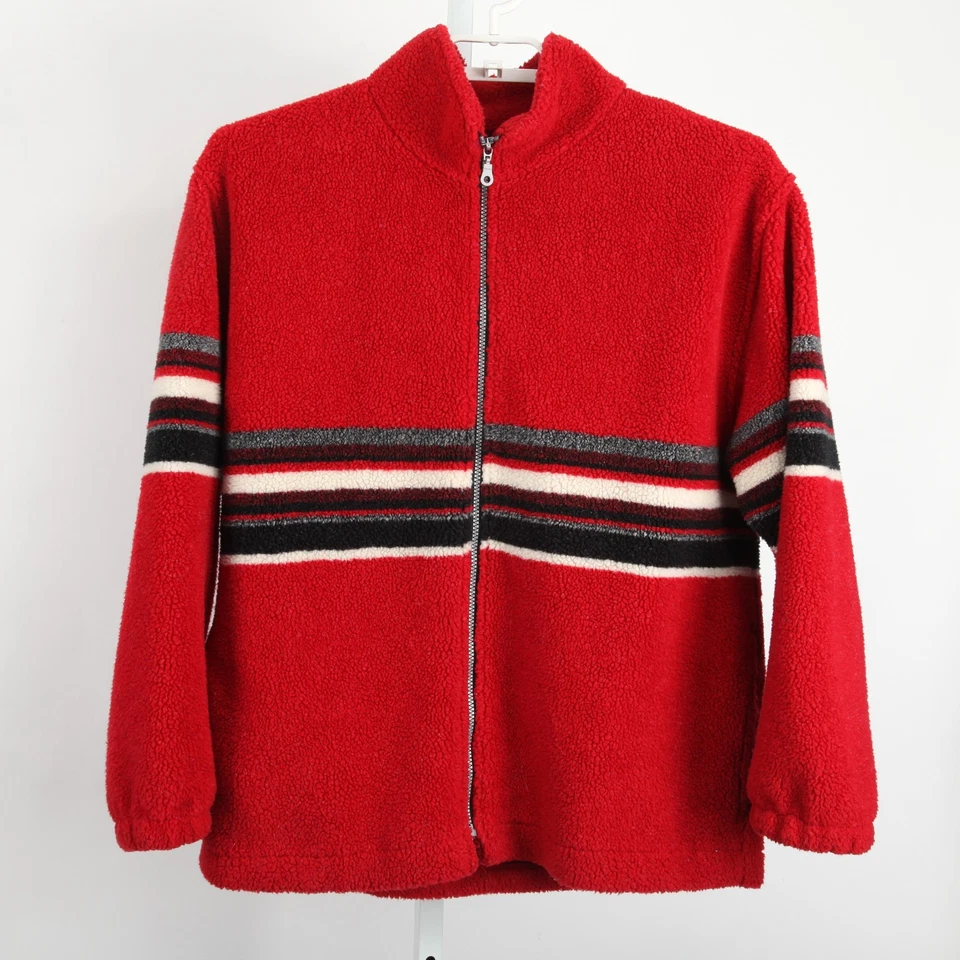 Free Country Jacket Women Large Red Black White Lined Full Zip Fleece Winter USA - Image 2 of 4