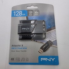 New 3 Pack PNY 128GB Attaché X USB 3.2 Flash Drive, Up to 130MB/s