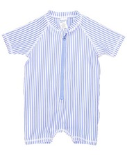 RUGGEDBUTTS Short Sleeve One Piece Rash Guard - Periwinkle Blue Seersucker -