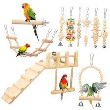 10 Pcs Bird Toys for Parakeets Cage Accessories Parrot Swing Toys and Wooden