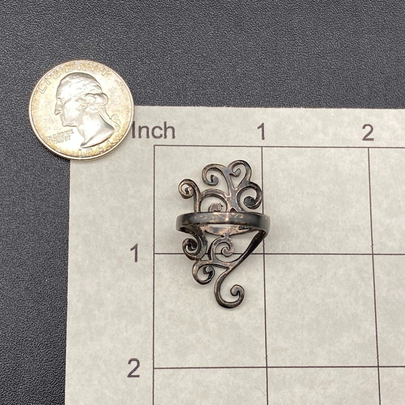 Vintage Scrollwork Sterling Silver Ring Size 6.5 - image 2