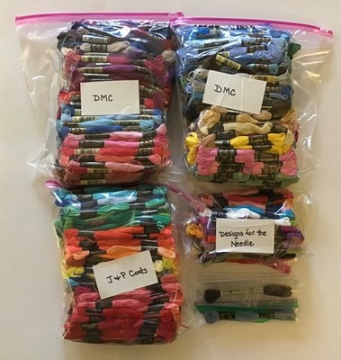 Large Estate Lot Of  550+ Embroidery Floss Thread DMC J&P Coats More See Photos