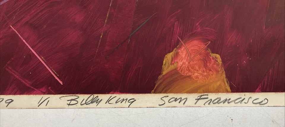 Vintage Original Oil Painting Space Jupiter Abstract San Francisco Signed 1979 - Image 4 of 4