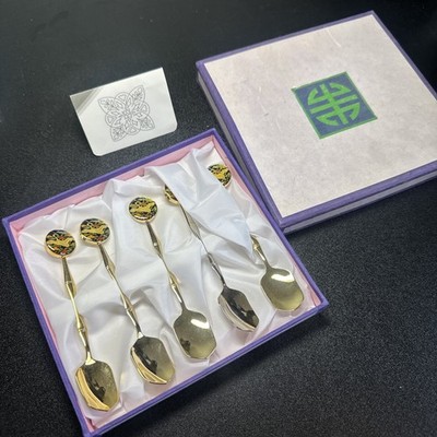 Korean Swan Spoon Set Gold Tone Plated Collectible Spoons Fons Saechen Vintage