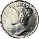 1942-S Mercury Dime 10¢ Silver AU/BU - KH3