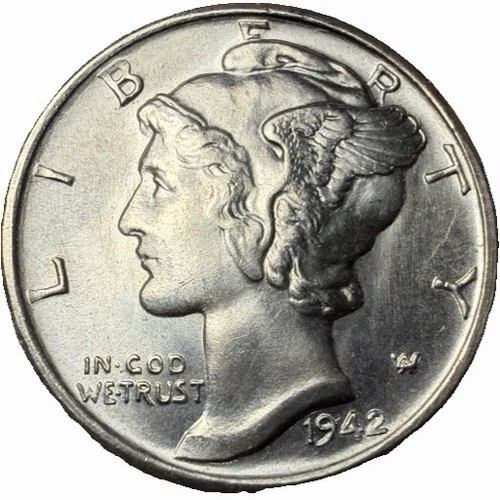 1942-S Mercury Dime 10¢ Silver AU/BU - KH3