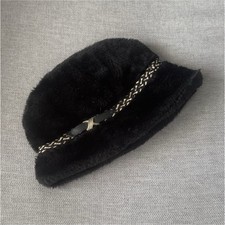 Vintage 70 s Womans Black Faux Fur Cloche Hat...