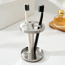 Brushed 18/8 Stainless-Steel Toothbrush Holder Stand: Rustproof Bathroom Counter