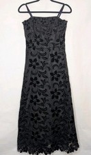 Shoshanna Maxi Dress Sz 6 Black Velvet Lace Strapless Floral Gown Anessa $698