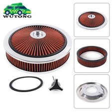14 X 3 Round High Flow Thru Washable Air Cleaner Kit Drop Base For Sbc Bbc