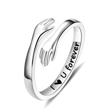Sterling Silver Adjustable Hug Ring for Women...