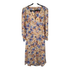 Vince Camuto dress floral print cutout back pebble crepe midi size 18 