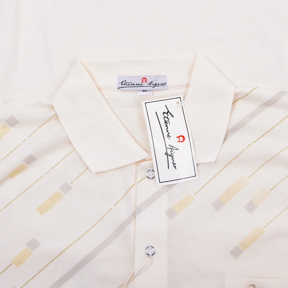NEU ETIENNE AIGNER Poloshirt Gr L ca 57cm NOS Old Stock Retro 80-90er Cremeweiß - Bild 4 von 4