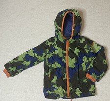 Mini Boden Jersey Lined Anorak Jacket Size 4-5 Blue Green Camo Orange Accents