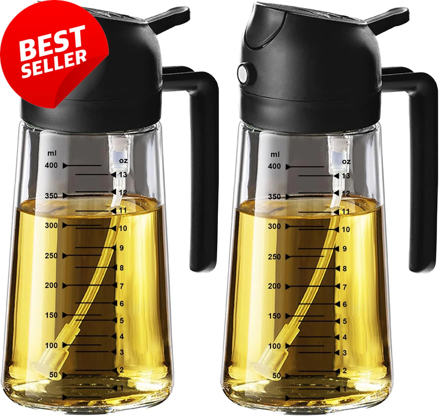 16oz Olive Oil Sprayer 2in1 Dispenser Glass Bottle Air Fryer Kitchen 2 Pack