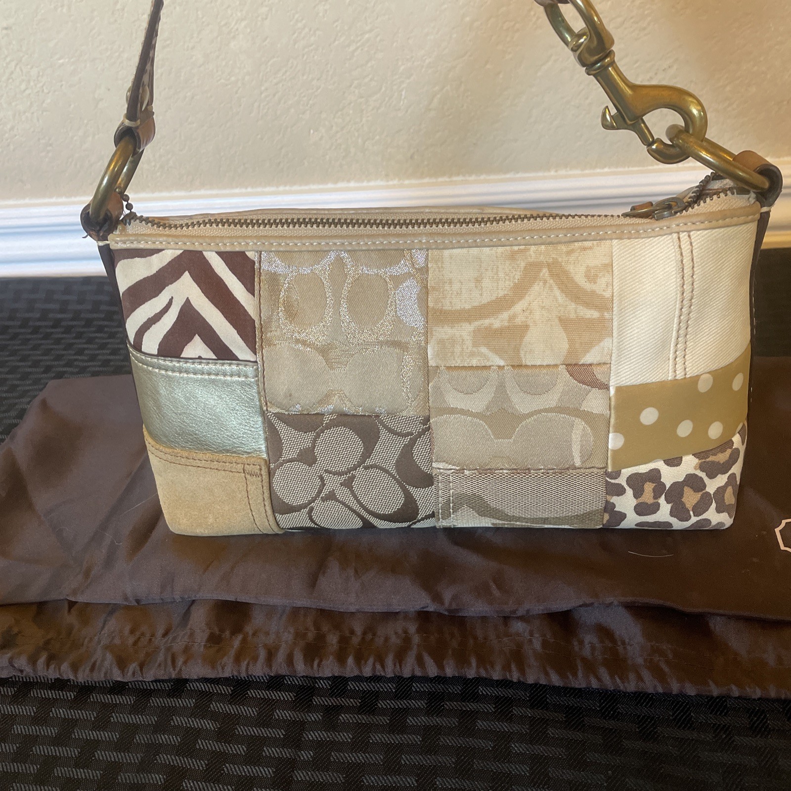 Vtg Coach Brown Gold Patchwork Monogram Animal Pr… - image 4