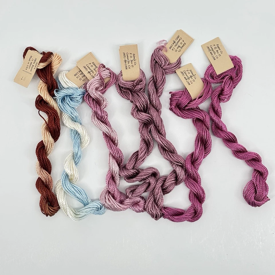 Lot 7 Skeins Edmar Co NOVA Needlepoint Cross Stitch Thread Rayon Shiny Pink Blue - Image 2 of 3