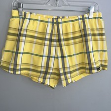 VINTAGE SAUVAGE California Men s Mesh Lined Swim Trunks Size Large Yellow Plaid
