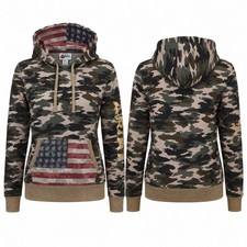 Ariat Rodeo Quincy Hoodie Women s S Wild West USA Camo Flag Pullover NWT