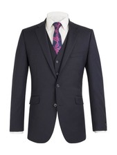 SCOTT Mens Premium Classic Fit Navy 3 Piece Suit Combination