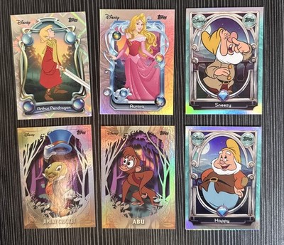2025 Topps Disney Wonder Cards: Arthur Pendragon, Aurora, Jiminy Cricket, Abu 