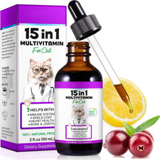 Cat Multivitamin,15 in 1 Cat Vitamins Liquid Drops Supplements for Heart Health,