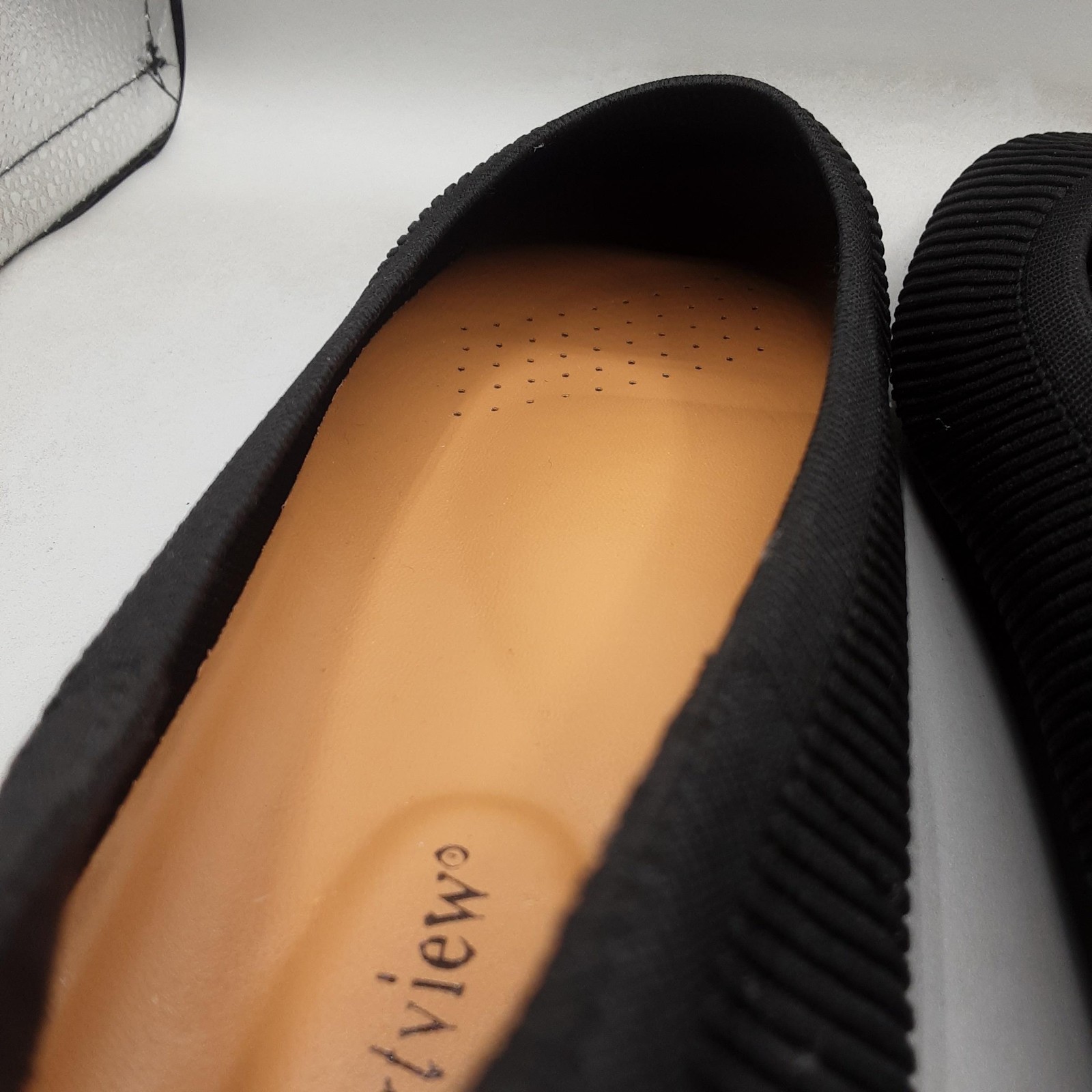 Comfortview Shoes Womens Size 11 Black Knit Ballet Flats Slip On Square Toe