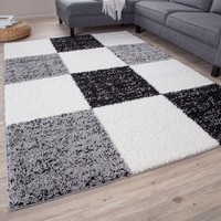 Modern Luxury Shaggy Rug Geometric Grey 180X270Cm by THE RUGS New