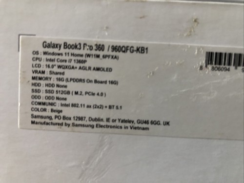 Samsung Original Galaxy Book 3 Pro 360 / 960QFG-KB1 (Leerkarton) - Bild 4 von 10
