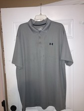 Under Armour Men  s 2XL XXL Polo Shirt HeatGear Gray Short Sleeve