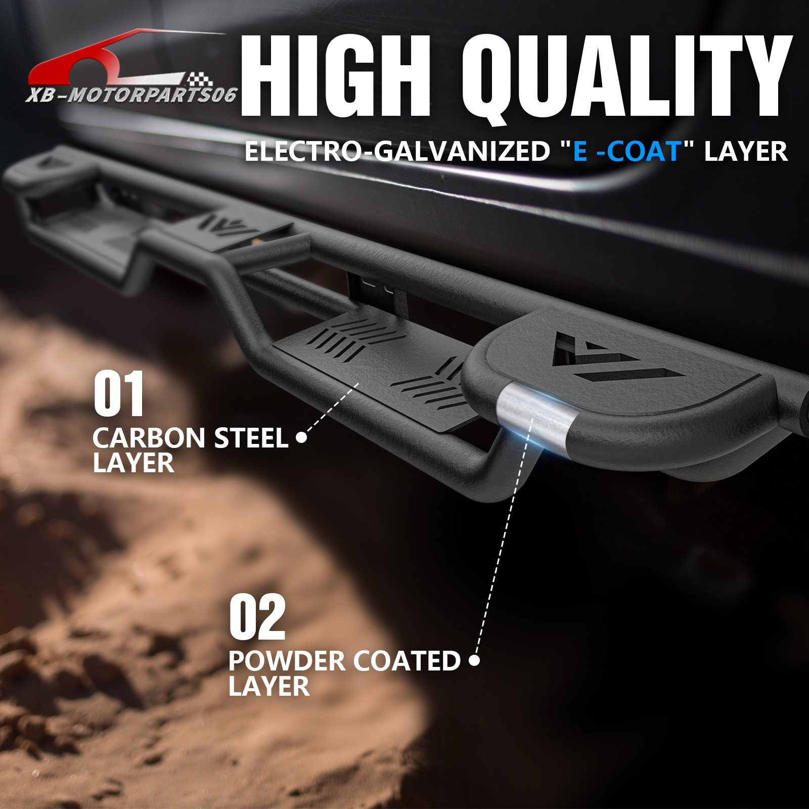 Three Raised Steps Running Boards For 2024 2025 Toyota Tacoma Double & Crew Cab