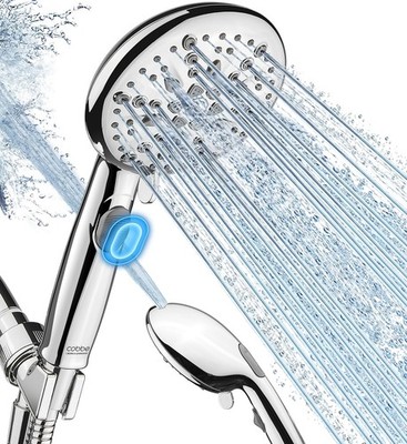 Cobbe High Pressure Shower Head with Built-in Standard model, Premium Chrome