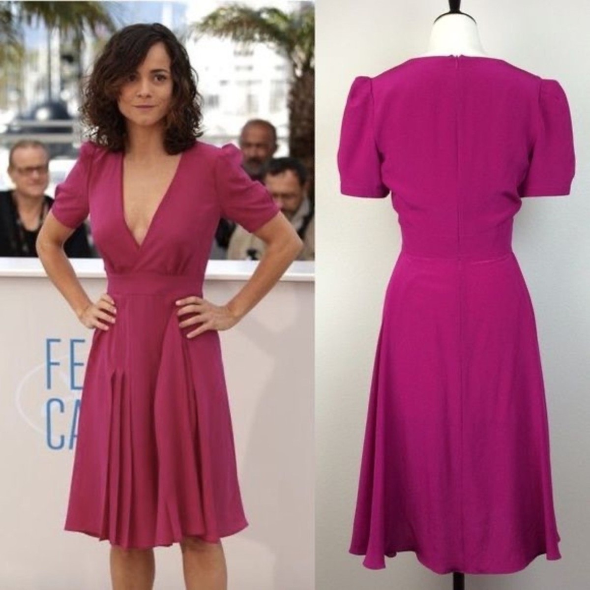 ワンピース Super SALE!!! Gucci one piece dress $2,100 GUCCI DRESS SHORT SLEEVE V-NECKLINE VIBRANT SILK sz 40 US 4
