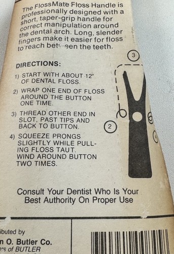 Vintage 80’s Butler Handle Dental Flossing Tool Aid- Floss mate New Old Stock - Picture 4 of 9