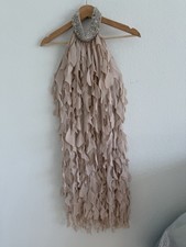 Catherine Regehr 100% Silk Pink T Neck Spiral Hem Formal Dress Medium