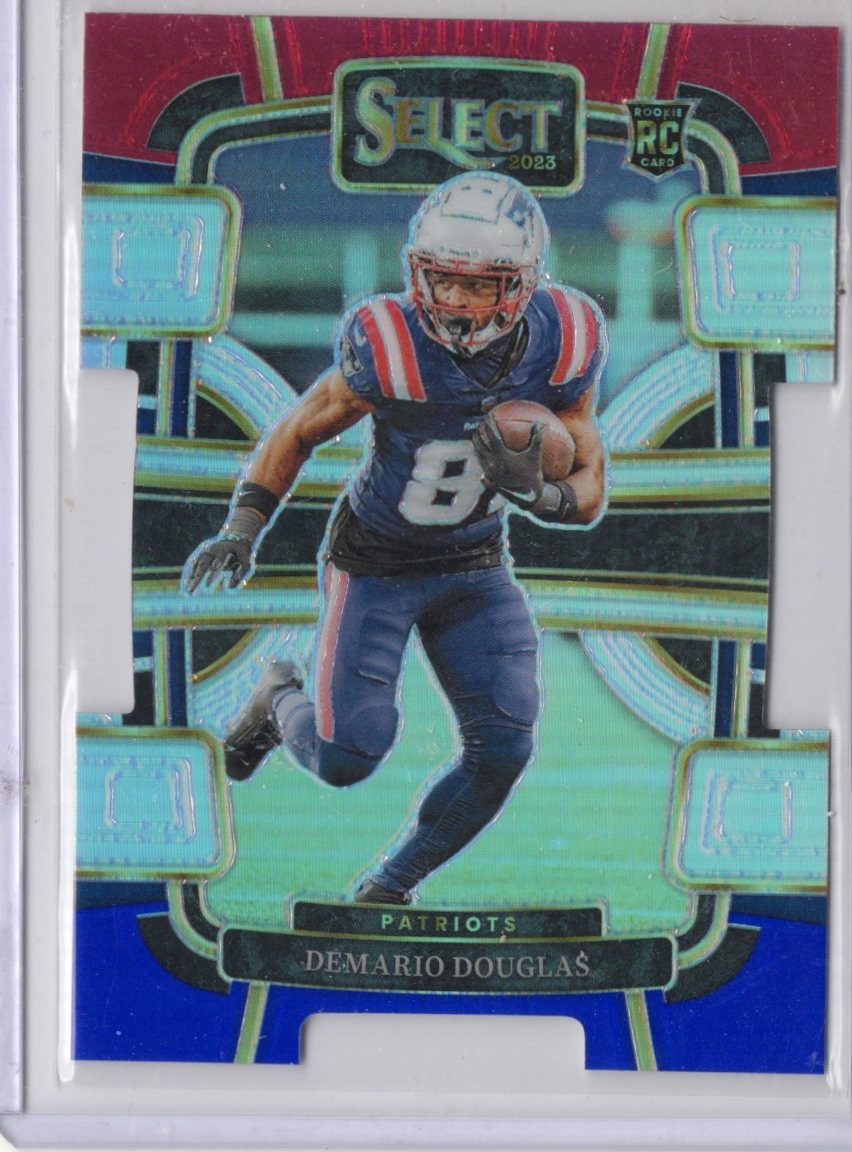 2023 Panini Select #68 Demario Douglas Red and Blue Prizms Die Cuts