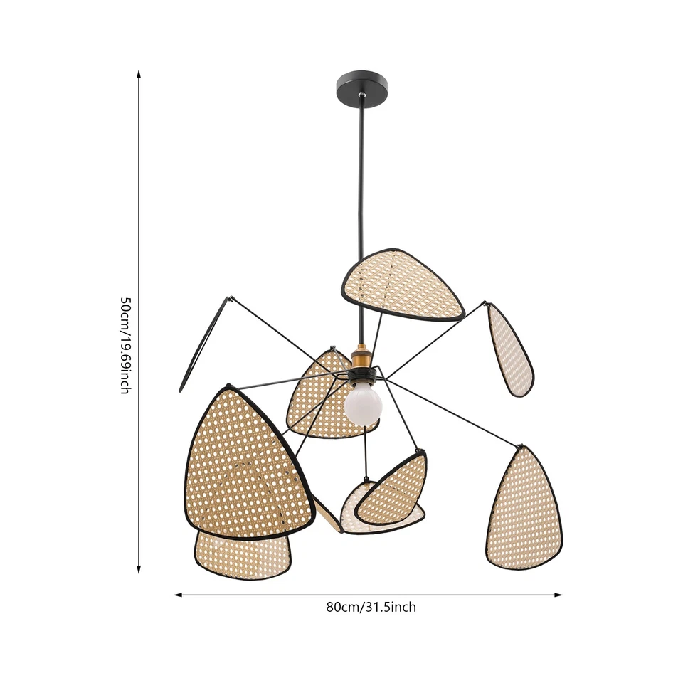Lámpara colgante 40W 110V bambú mimbre ratán rama salón arte asiático EE. UU. Foto 3 de 4