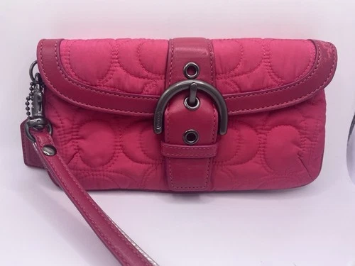 Coach Pink Quilted Wristlet with Buckle, Strap Acc
