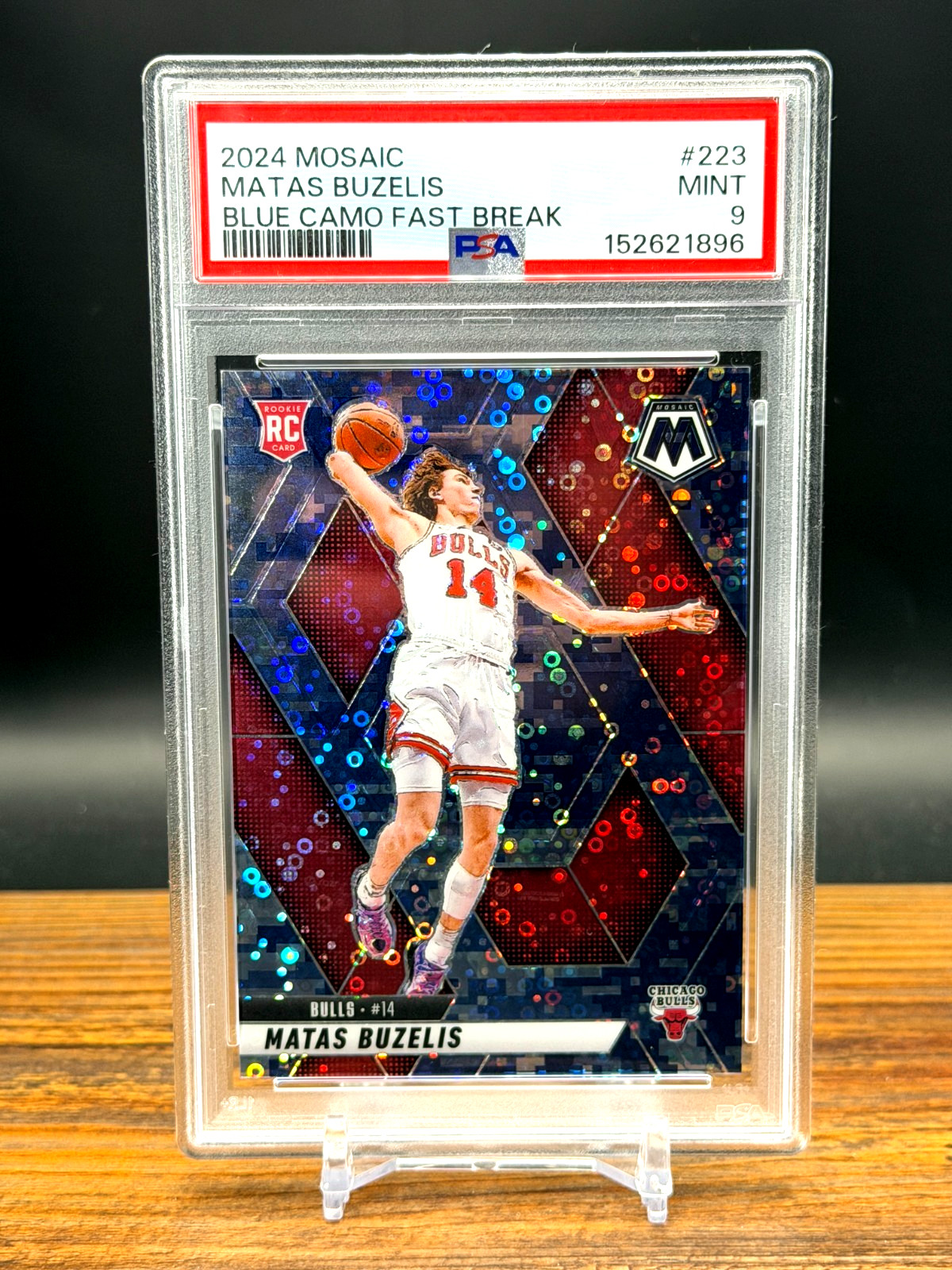 2024-25 Mosaic #223 - FAST BREAK BLUE CAMO /35 - PSA 9 - Matas Buzelis Rookie RC