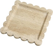 Natural 100 Travertine Vanity Tray Luxury Scalloped Marble Tray Italian