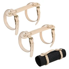 2-Pack Outdoor Picnic Blanket Carry Strap, 22.8" PU Leather Belt [Light Khaki]