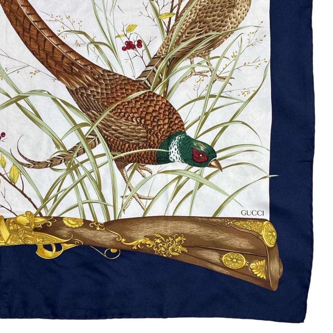 GUCCI Silk Large Square Scarf Stole 33.9 x 33.9 in Animal