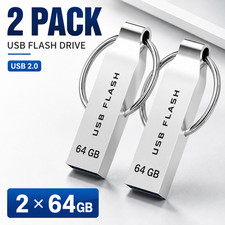 2 Pack USB Flash Drive 64GB Metal Thumb Drive USB 2.0 Memory Stick for PC Laptop