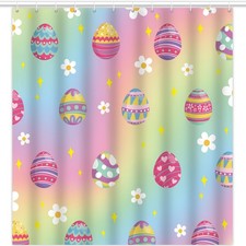 Easter Shower Curtain Set Easter Eggs Pastel Spring Colorful Shower Curtain for